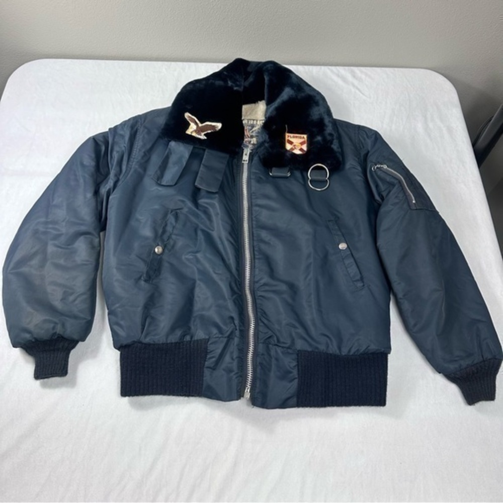 Vintage Antler US Air Force Flight Sherpa Jacket Medium Sewn Patch USA Full Zip